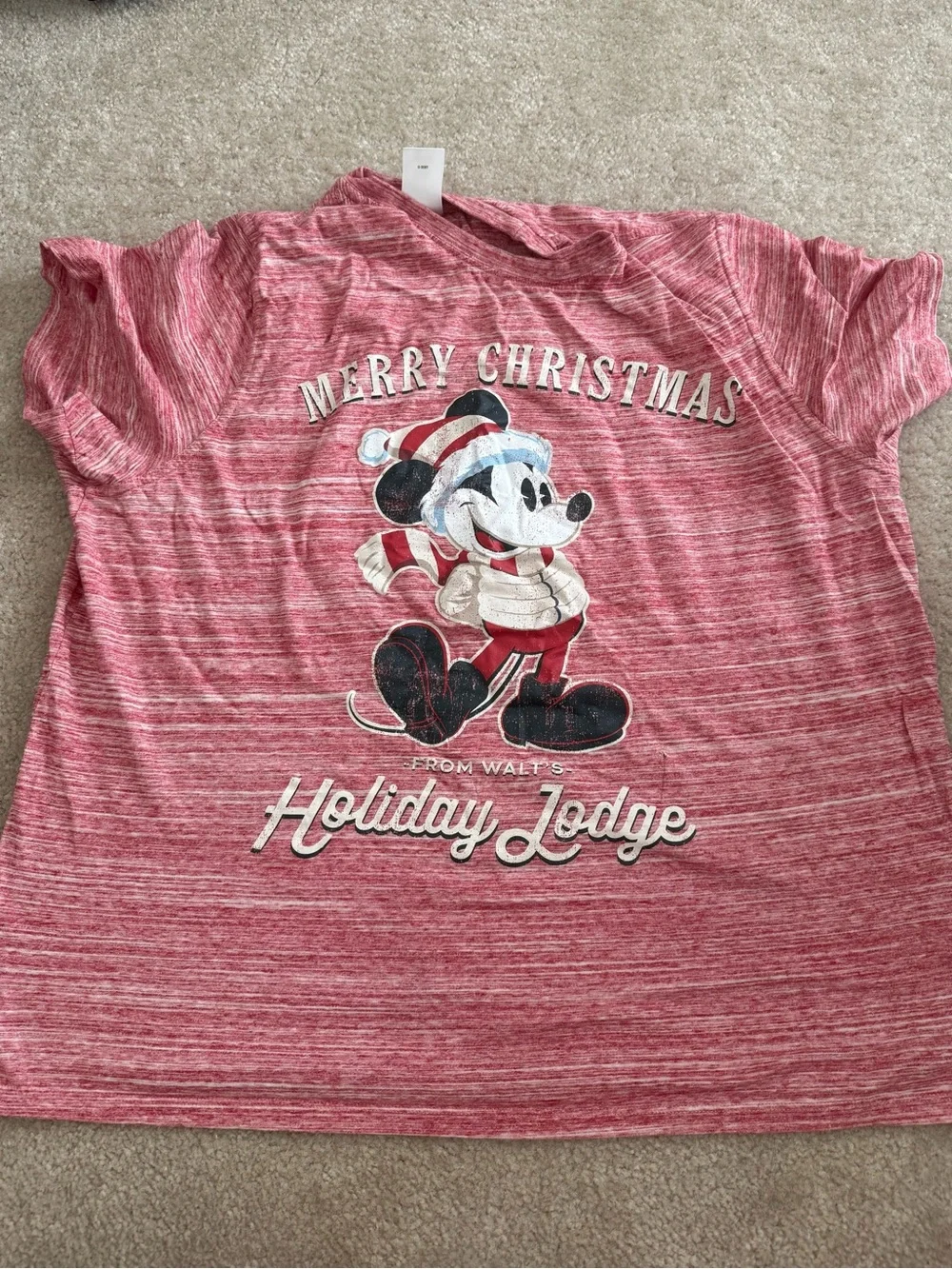 Disney Parks Red Heather Merry Christmas Mickey Holiday Tee XL